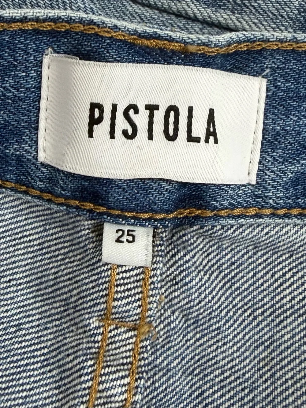 Pistola Jeans Womens 25 Blue Charlie High Rise Straight Distressed Button Fly